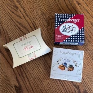 Longaberger Tie-On and Coffee Set - Red, Blue, Cream